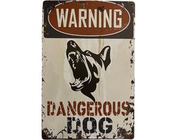 Homeson Wandbord Dangerous Dog - Gevaarlijke Hond - Beware of the dog - Pas op voor de hond - Hier waak ik - Waakbord