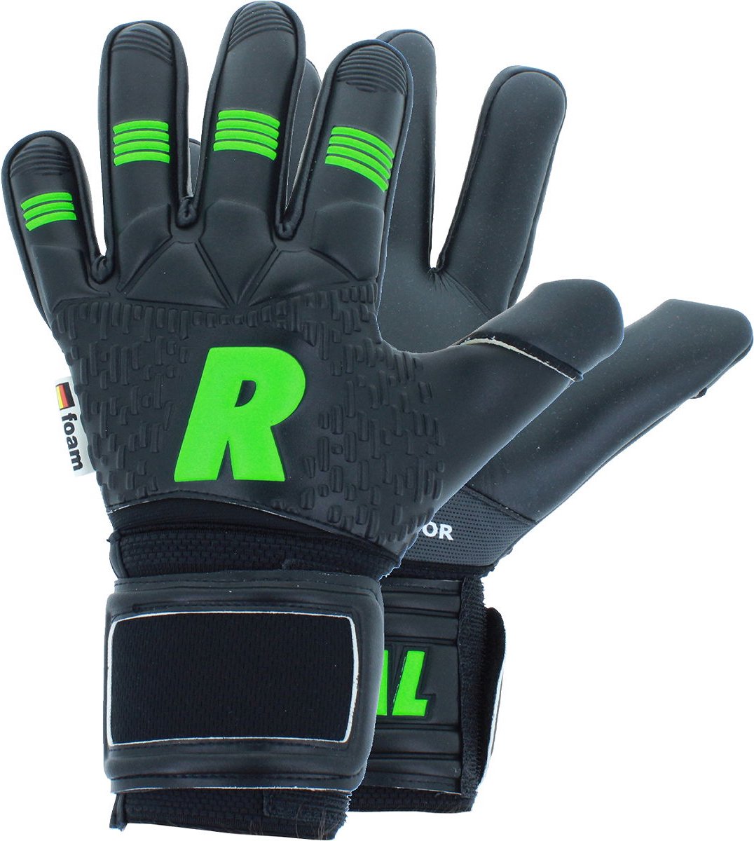 Real Duo Keepershandschoenen - Zwart / Fluo Groen | Maat: 9,5