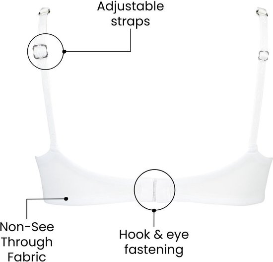 Witte beha met verstelbare bandjes en haak-oog sluiting, non-see-through stof.