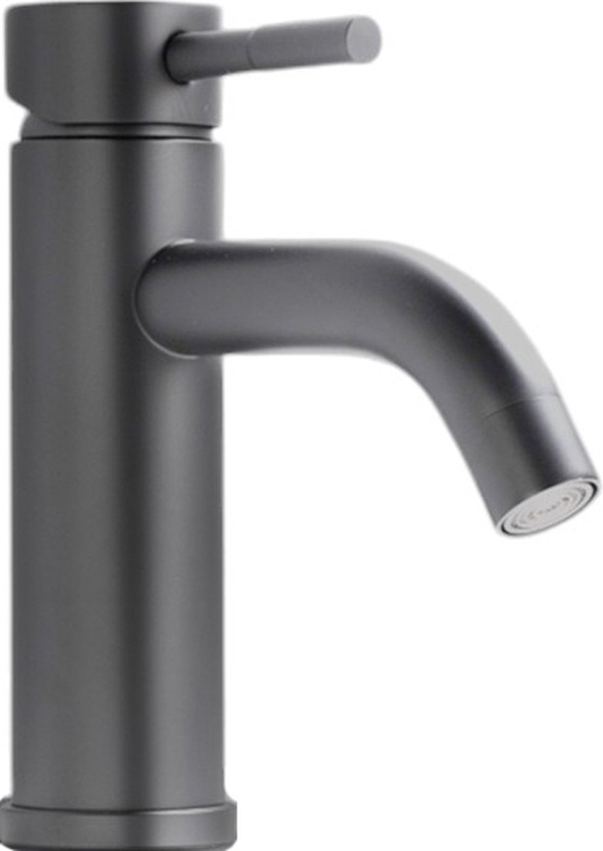 Wastafelkraan - Kraan Waskom - Mengkraan Geborsteld Gun Metal Grijs - Hoge Kwaliteit - Laag model - 17,33 cm hoog