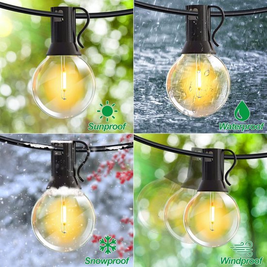 Salcar LED-lichtketting op zonne-energie, 5 m, 20 kristallen bollen, LED-zonnelampen, buiten-lichtketting, decoratie voor tuin, bomen, terras, bruiloften, feesten, voor binnen en buiten
