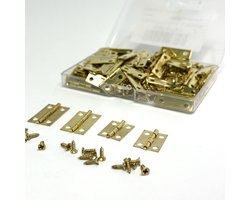 MGM Trading - Kleine scharnieren - Mini scharnieren set - 300 stuks 7 mm kleine schroeven - Kastscharnier met opbergdoos - Klein formaat thuis hardware - 70 Scharnieren