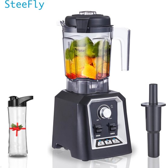 SteeFly® Professionele 2200W Keuken Blender - Met Gratis Drinkbeker - 39.000rpm - Bpa vrij - Food Mixer - 3 preset functies