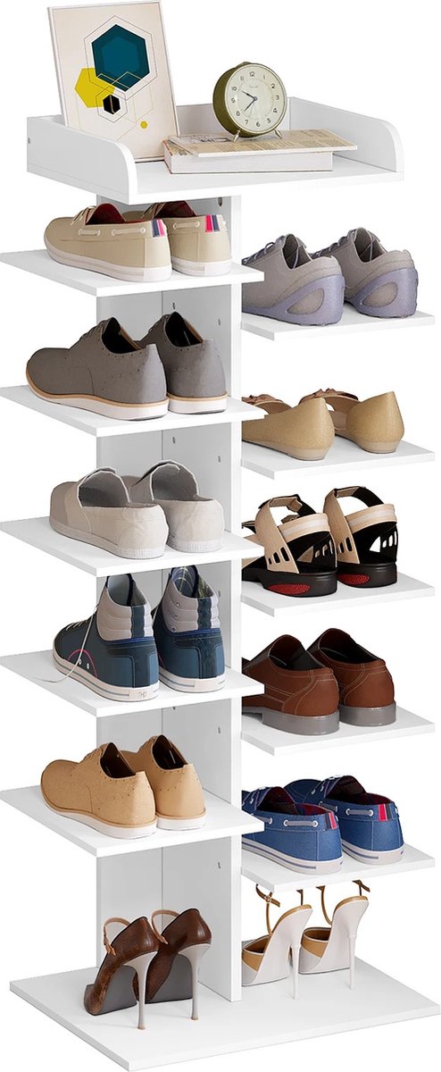 DHN Schoenen rek - Schoenenkast - 12 niveau's Schoenenrek - Hal - Woonkamer - Wit