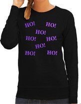 Bellatio Decorations foute kersttrui/sweater dames - Ho Ho Ho - zwart - glitter paars XXL
