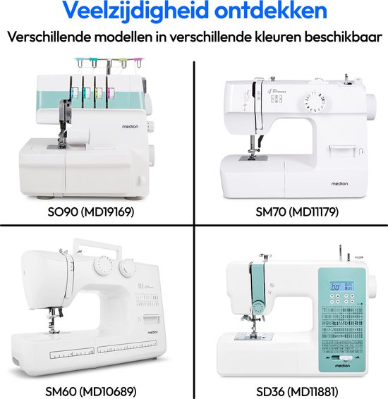 MEDION overlock naaimachine SO90 (elektrisch, 90 watt, LED-lampje, one-pass snijden, uitgebreide accessoires, MD19169) roze