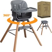 Bol.com ComfyKidz® Premium 360° Draaibare Kinderstoel met houten poten - Kinderstoeltje voor Peuter - voor kinderen van 6-36 maa... aanbieding
