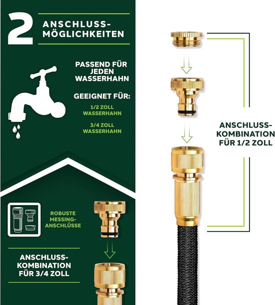 Raccords de tuyau en laiton pour robinets d'eau de 1/2 et 3/4 pouce.