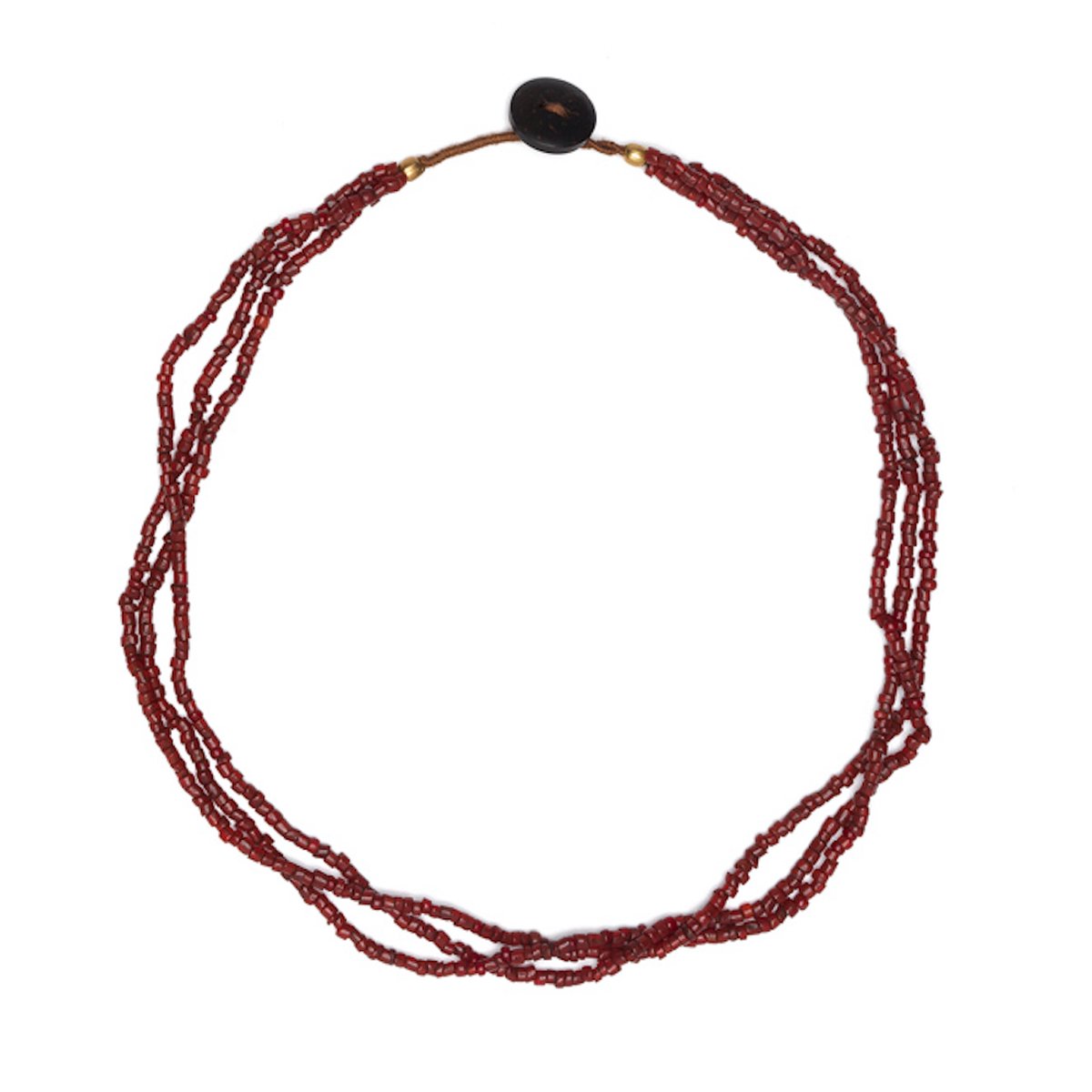 Collier | Bonda | Rood - oude Bonda-glaskralen, 3 snoertjes, koraalrood
