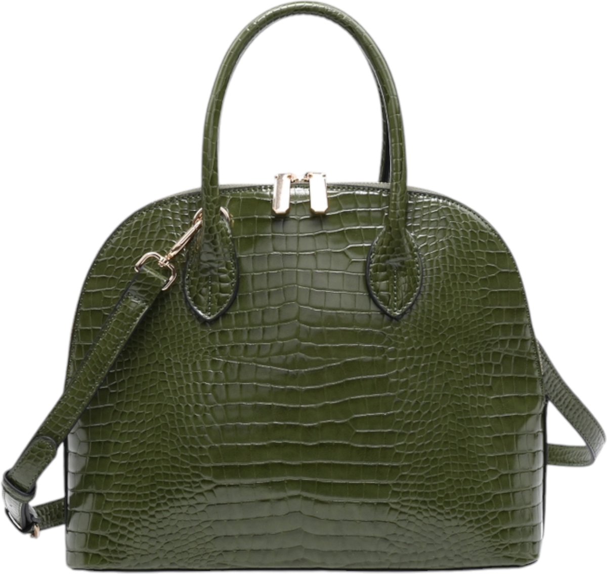 Kassandra & Co - handtas - croco - groen