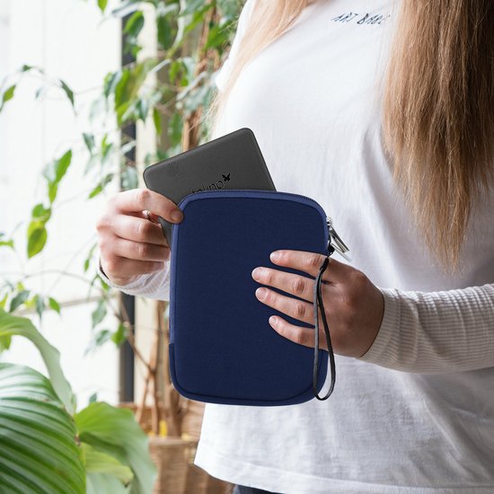 kwmobile beschermhoes voor eReader - neopreen beschermhoes beschermhoes donkerblauw - 17 x 12 x 2 cm binnenafmetingen — afbeelding 5