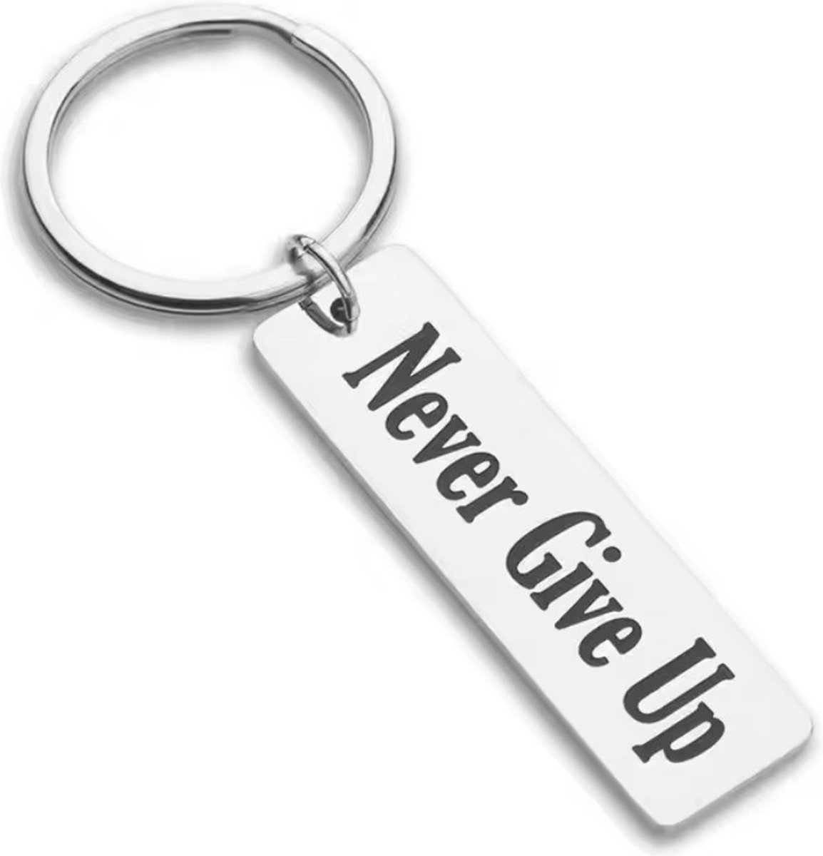 Soraro Sleutelhanger voor Hem en Haar | Zilverkleurig | Never Give Up | Relatie Geschenk | Relatie Koppel Cadeau