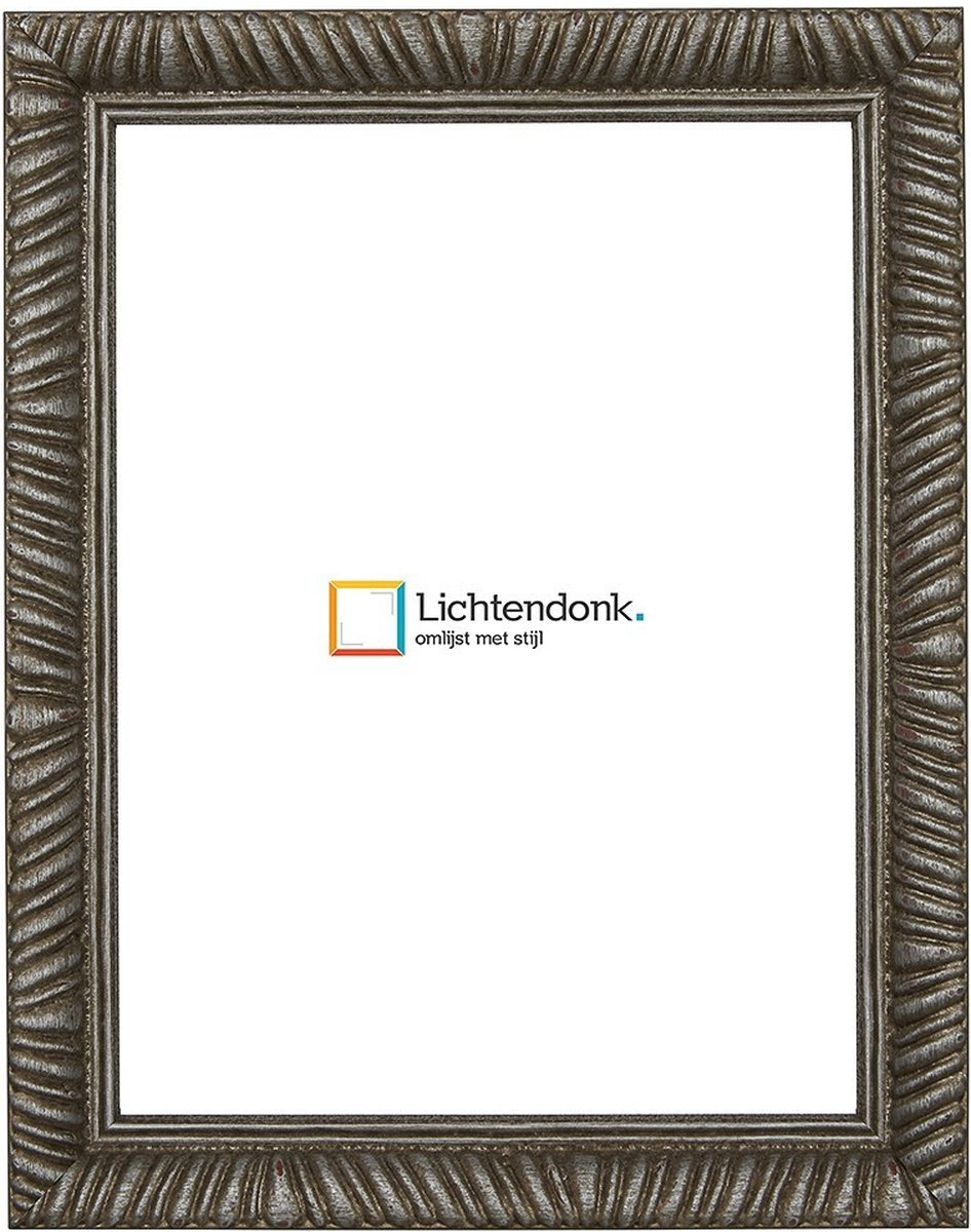 Fotolijst Verouderd Zilver - Barok - Fotomaat 10x15 - Ontspiegeld Glas - Art.nr. 215-629