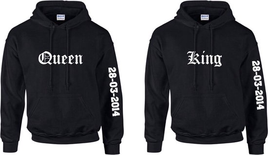 Hoodie set koppel King en Queen-Cadeau Valentijn Verjaardag-Trui met capuchon-Maat L