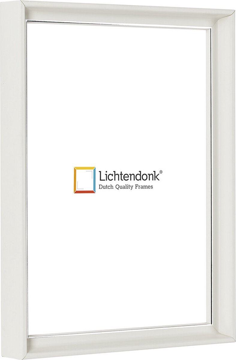Lichtendonk Design Fotolijst - Wit met Zilverlijn - Fotomaat 50x60 - Helder glas - Art.nr. 1075000350602
