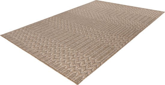 Lalee Costa - aspect sisal - tapis ibiza - tapis d'extérieur - intérieur et outdoor- ondulation plate - poils courts - tresse - motif indigène - résistant à l'eau - tapis de jardin - 160x230 cm beige