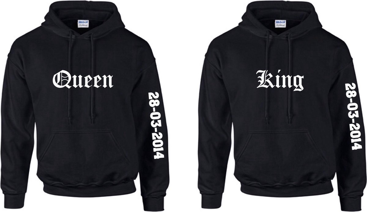 Hoodie set koppel King en Queen-Cadeau Valentijn Verjaardag-Trui met capuchon-Maat M