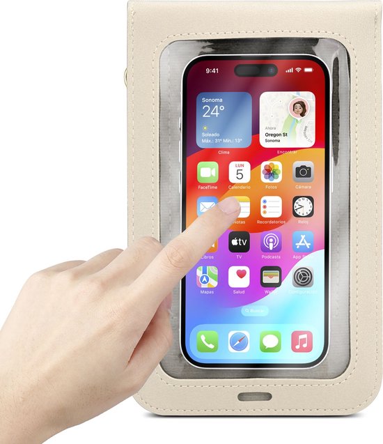 Étui pour téléphone portable compatible avec Apple iPhone 12 en BLANC. Étui Housse Sac à main pour femme.