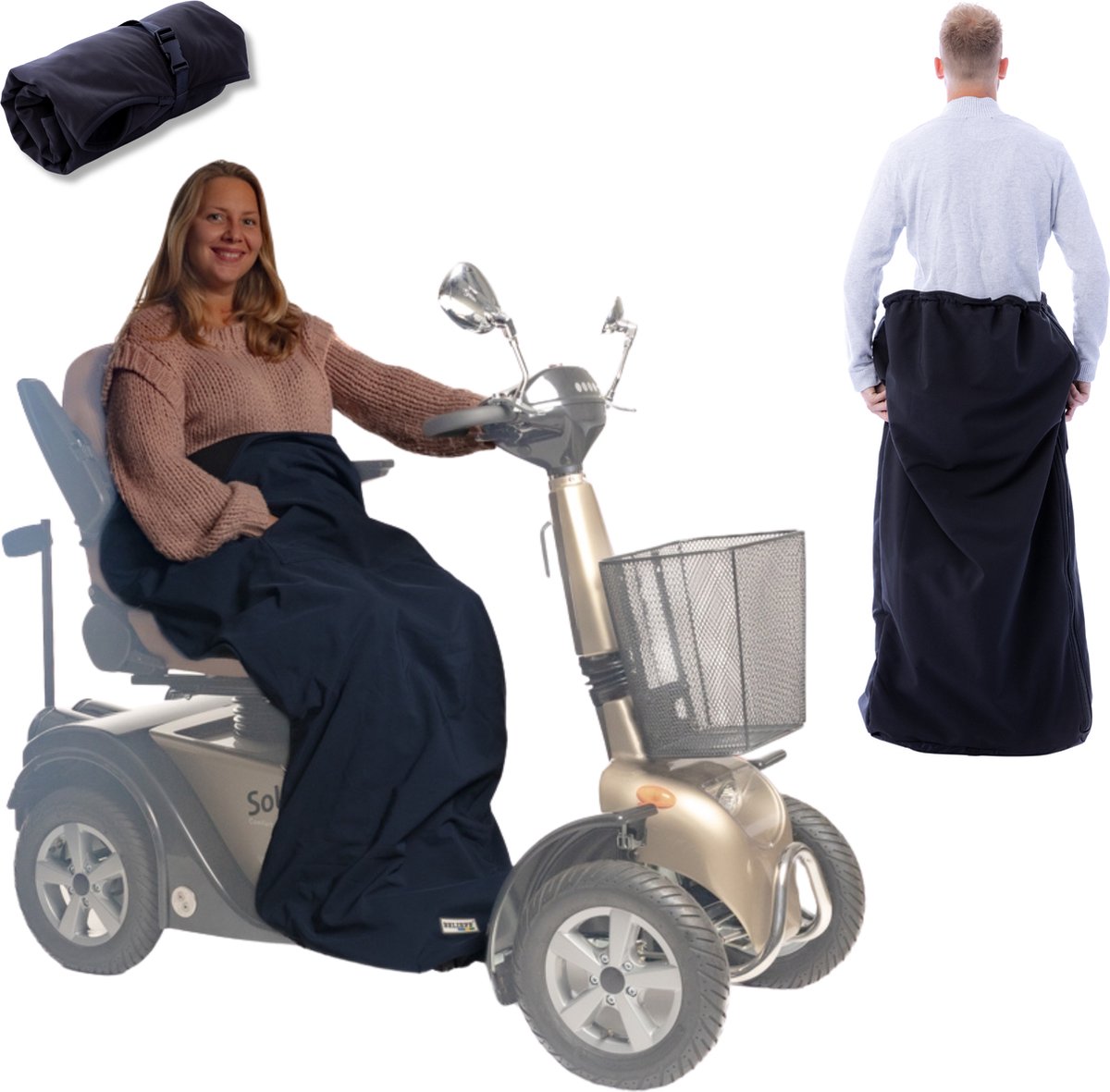 Goedkoopste Belieff Scootmobiel Deken - Beenkleed Scootmobiel - Voetenzak - Scootmobielaccessoires - Wind- en Waterdicht - Fleece - Dichte Zak - Blauw - Large