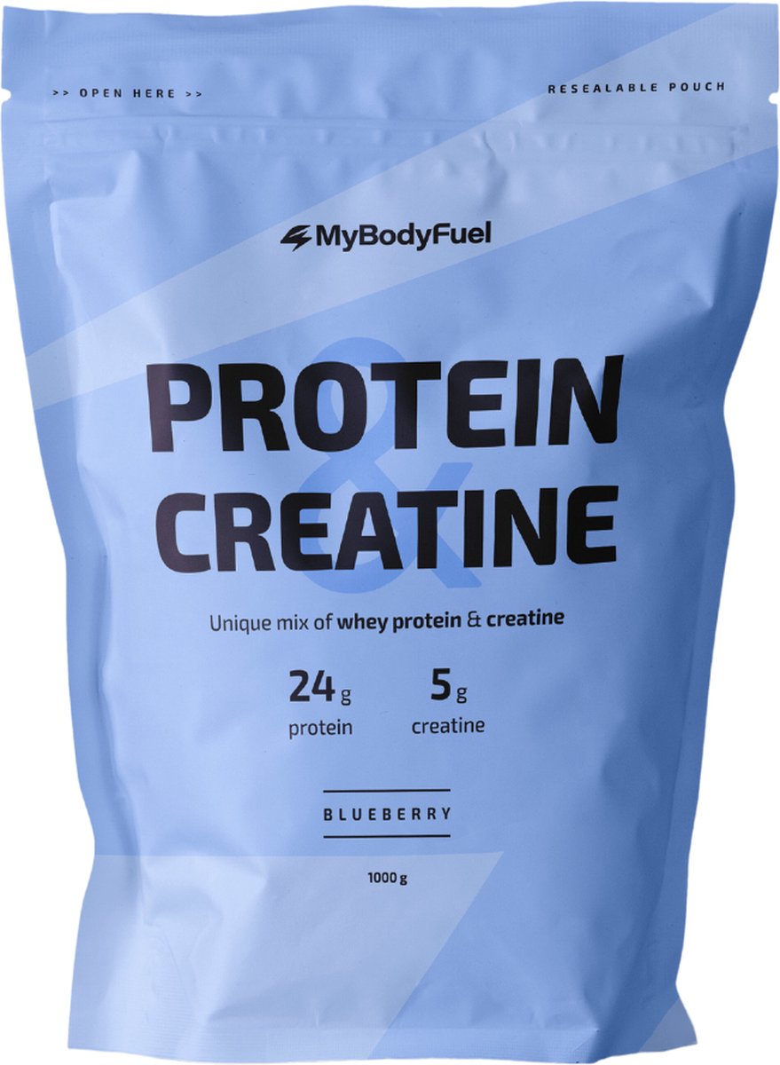 Goedkoopste MyBodyFuel - Whey Protein & Creatine - Blueberry - Eiwitpoeder met creatine monohydraat - Eiwit shake - 1000 gram
