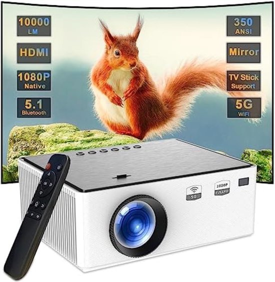 Mini Beamer - Streamen vanaf je telefoon - Input tot 4K - Bluetooth Audio - Projector - Mini Projector - HDMI - USB - Zwart - Smartphone - Draagbaar - Ingebouwde speaker