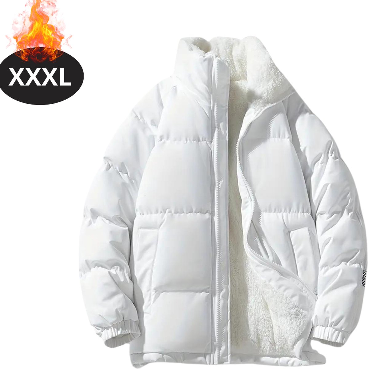 Nivard Winterjas Parka Heren Winter Pufferjas Volwassen Stijlvol Gewatteerde Jas Wit