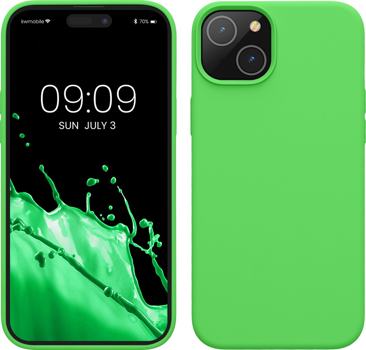 kwmobile Case voor iPhone 15 Plus - Slank TPU-Hoesje met Zachte Afwerking - In limoengroen