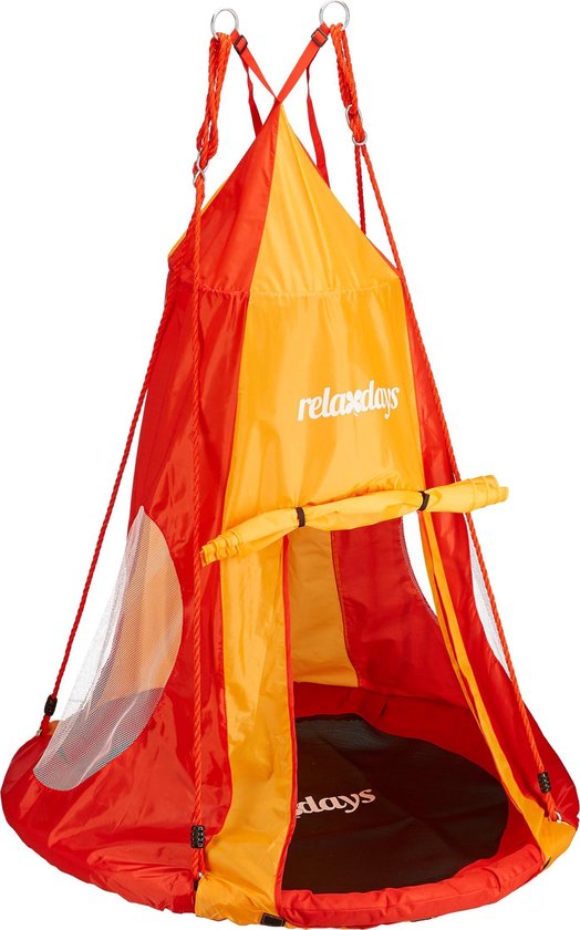 Relaxdays tent nestschommel - cocon - hangende tent - schommel accessoires - tuin - rood - 110 cm