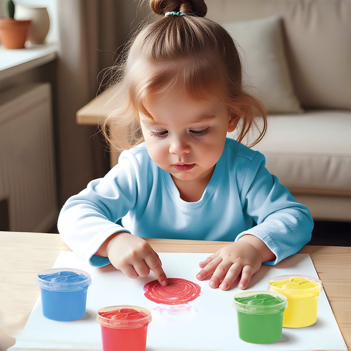 SES Creative Vingerverf - 4 Basiskleuren - Vanaf 2 Jaar - 4 x 110 ml - Knutselen - Glutenvrij - Schoencadeautjes Sinterklaas — afbeelding 2