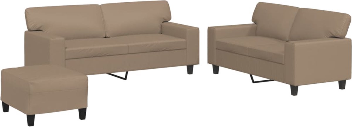 vidaXL - 3-delige - Loungeset - kunstleer - cappuccinokleurig