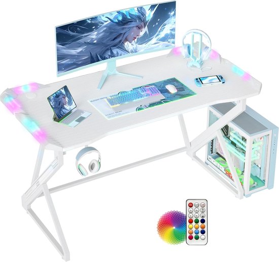 BEXEVUE Escritorio Elevable Eléctrico LED - 100x60cm Ergonómico Mesa de