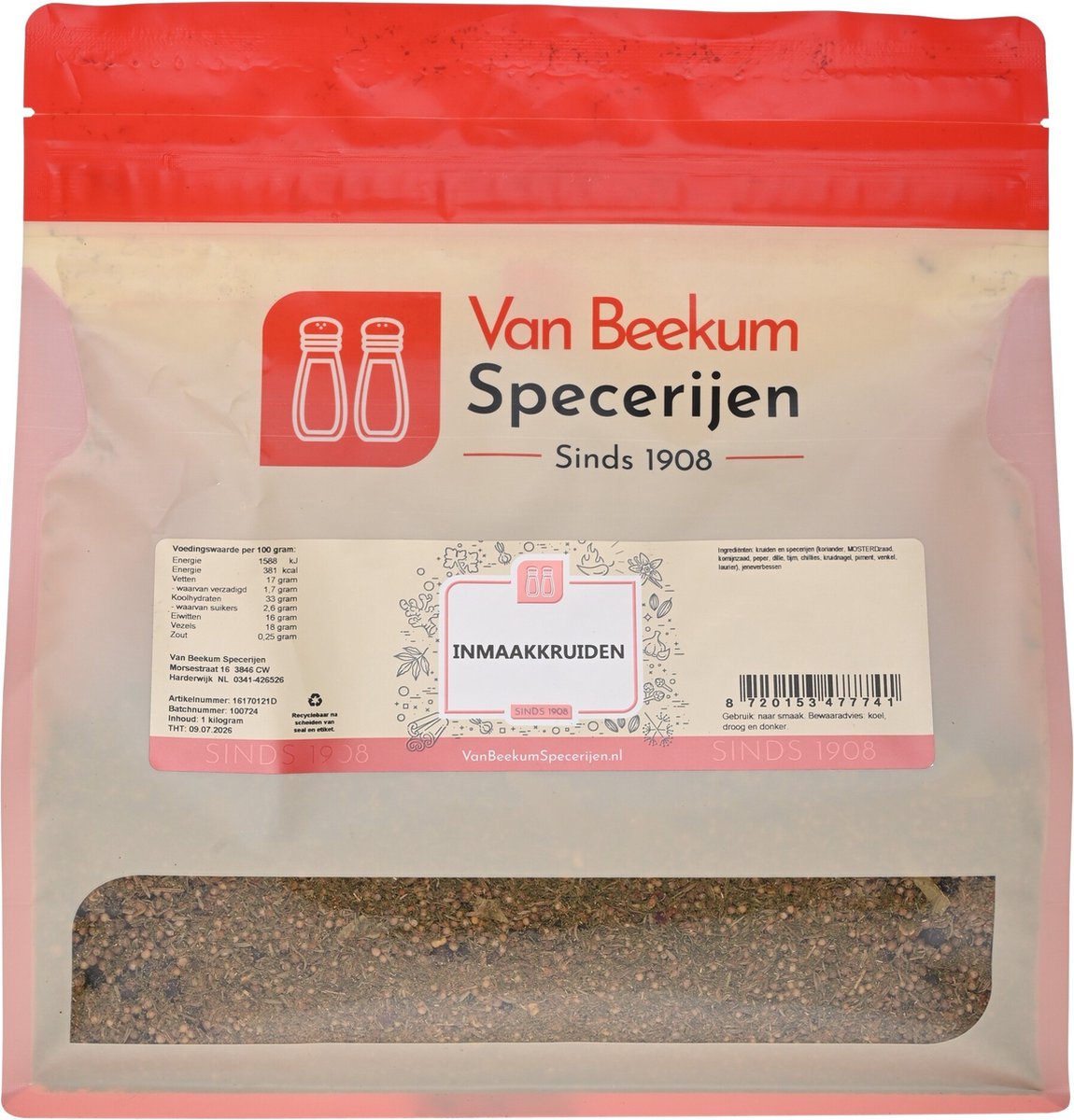 Goedkoopste Van Beekum Specerijen - Inmaakkruiden - 1 kilo (hersluitbare stazak