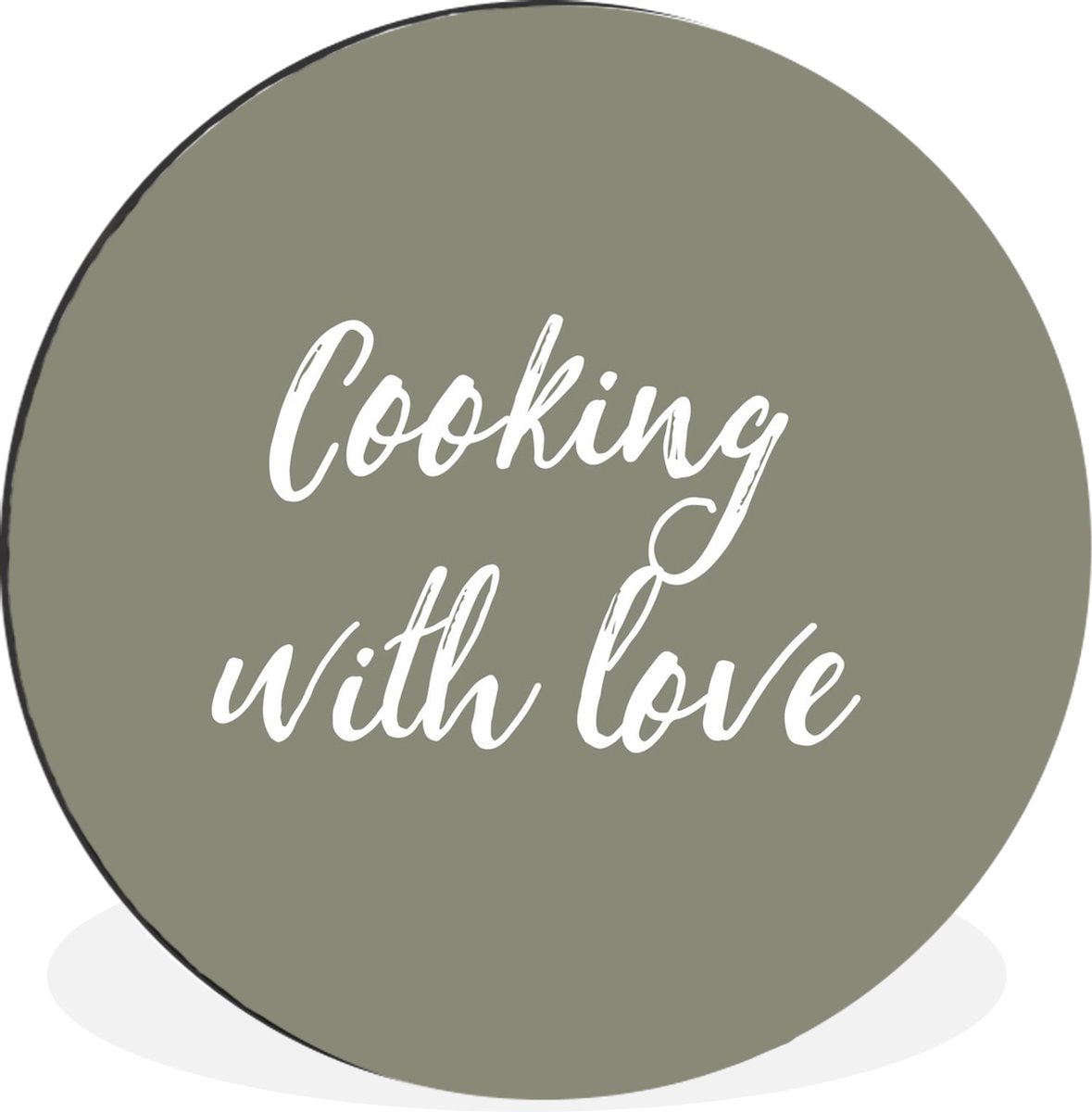 WallCircle Wandcirkel - Muurcirkel - Quotes - Cooking with love - Spreuken - Liefde - Koken - Aluminium - Dibond - 30x30 cm - Binnen en Buiten Multicolor