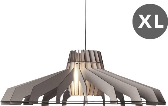 Van Tjalle en Jasper | Nikolamp Tesla XL hanglamp - Soft Grey | Bouwpakket | Extra Groot | MDF (hout) - Laser gesneden | Grijs | E27 fitting | Dimbaar - Geschikt voor dimbare E27 LED lichtbron | Uniek Dutch Design Product | Gemaakt in Amsterdam