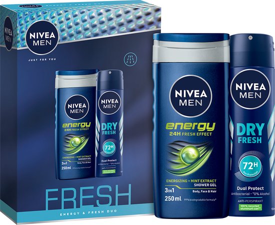 Coffret cadeau NIVEA MEN Fresh pour homme - Coffret cadeau - Coffret cadeau avec gel douche et déodorant - Coffret cadeau d'anniversaire