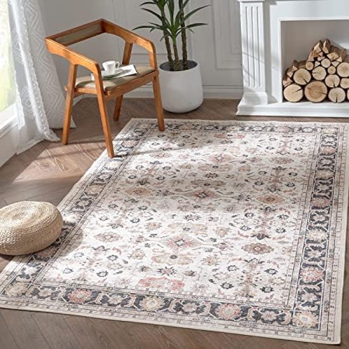 Area Vloerkleed, woonkamertapijt, vintage, bloementapijt, antislip, opvouwbaar, dun, wasba