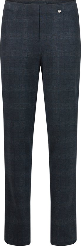 Robell Bella Flanelle Ruit Broek Marine Maat 40