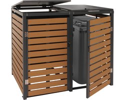 Containerombouw - Kliko Ombouw - Containerberging - Afvalbakberging - Container berging - Containerberging voor afvalcontainers - 119x140x102cm - metaal 86kg ~ teak look
