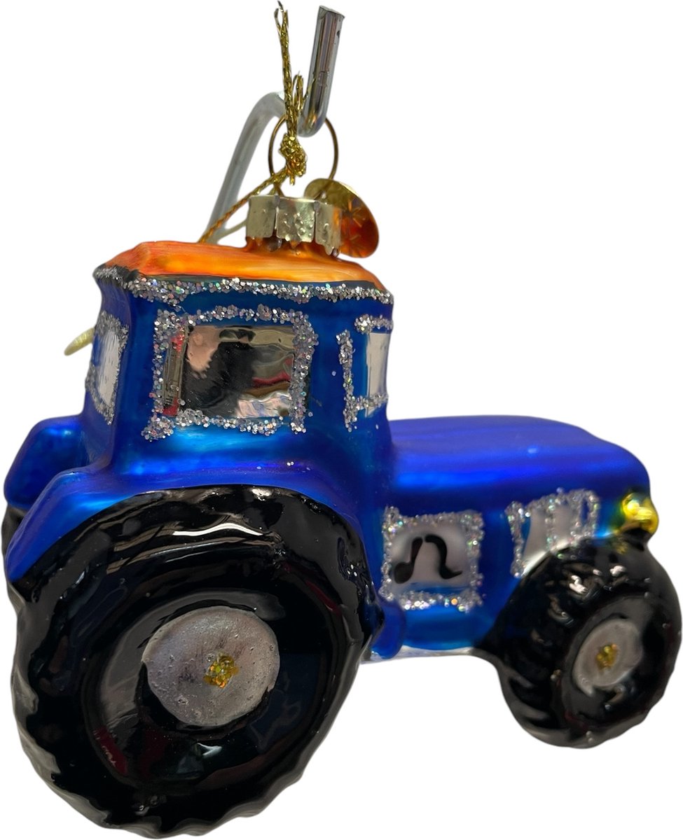 Crazy kerstboom hanger Tractor kleur blauw