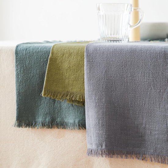 Set Van 6 Luxe Groene Mousseline Servetten Met Franjes - 42x42 Cm Zachte Herbruikbare Linnen Servetten Voor Bruiloft, Feest & Tafeldecoratie