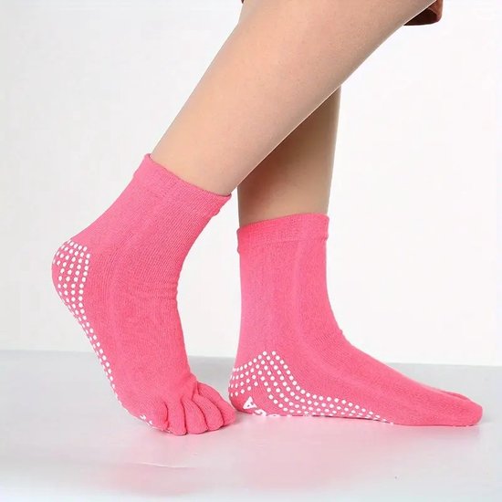 Yoga Sokken Full Toe I Volle Teen Yoga Sok I Met Anti Slip Onderkant I Antislip Sokken - Pilates Sokken - Roze - Maat 36-40 van PinkyB Fitness. — afbeelding 3