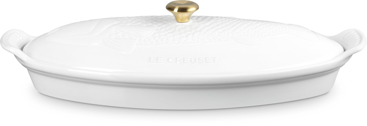 Le Creuset - Heritage - Ovenschaal 'Vis -' in Aardewerk Wit - Ovaal - 34cm