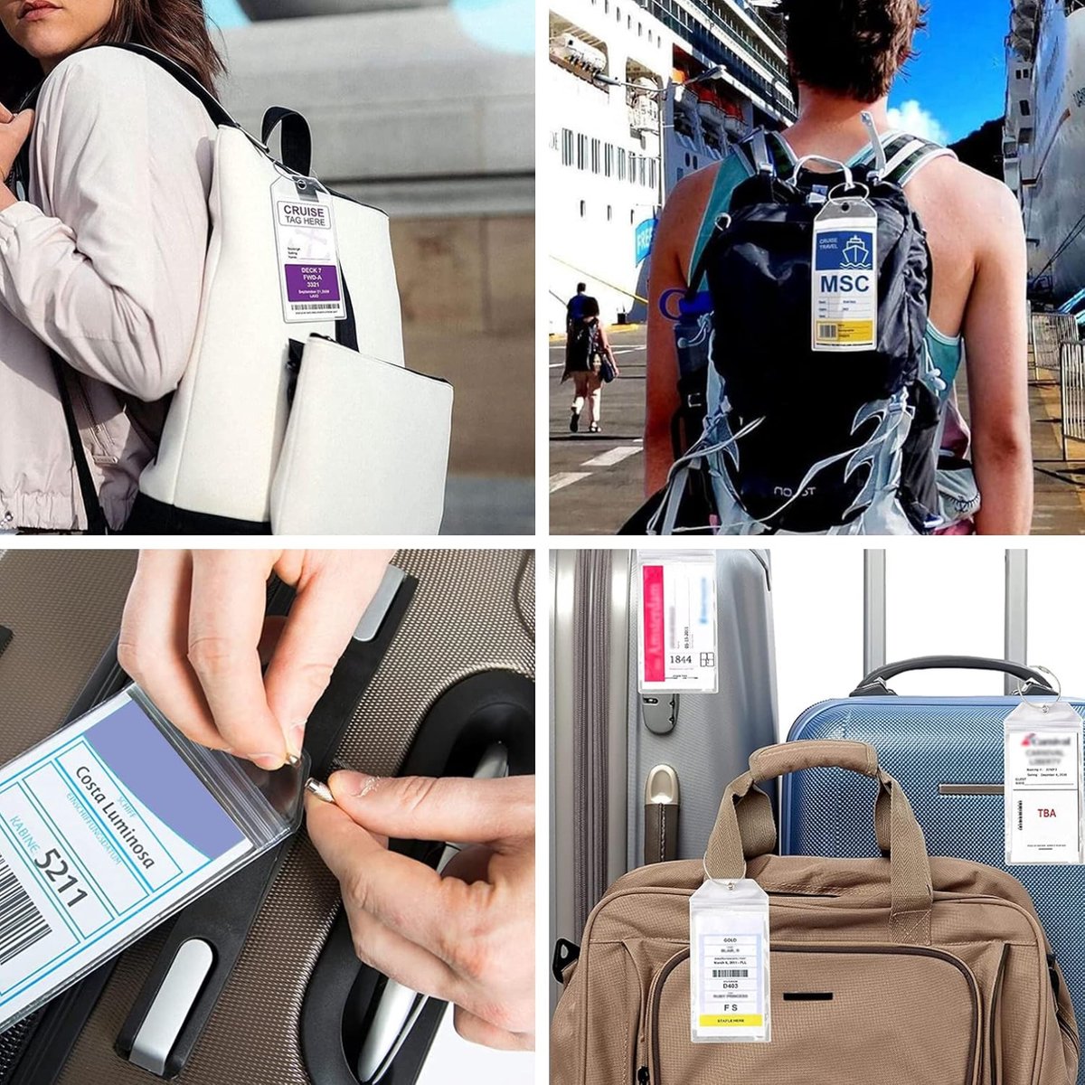 Vicloon Bagagelabels, 2 stuks siliconen bagagelabels voor koffers