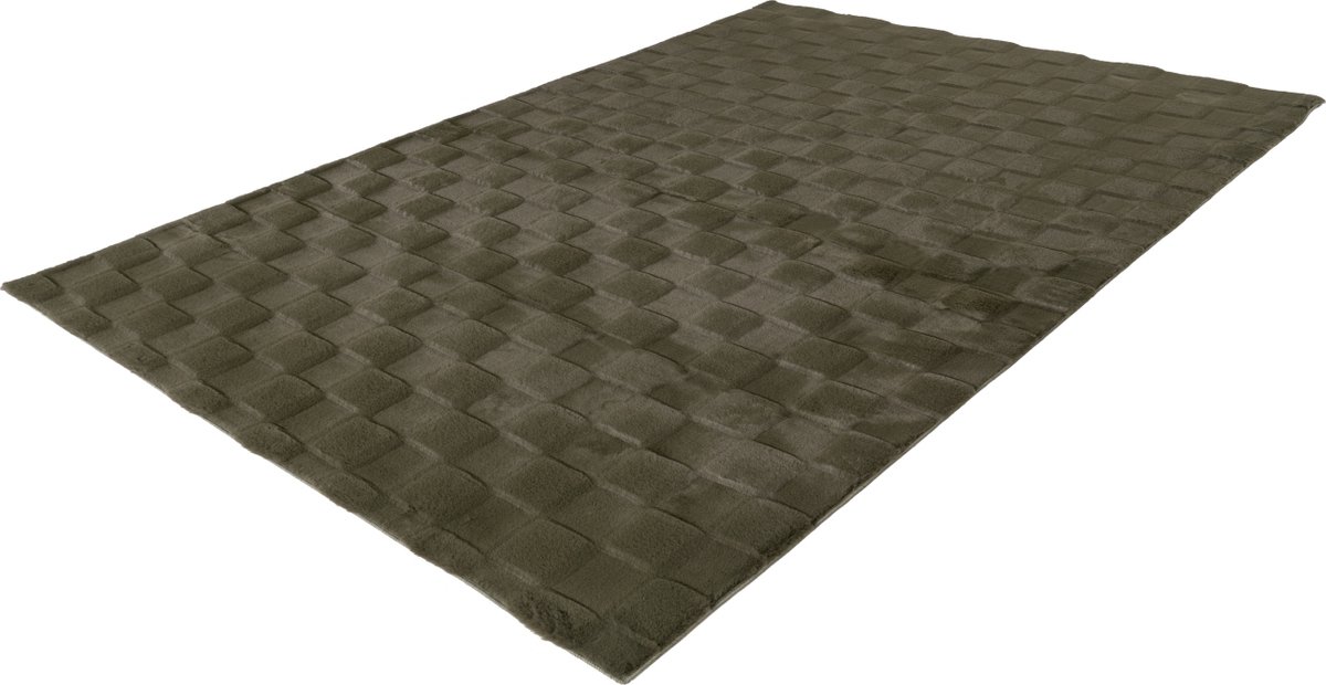 Lalee Soul - 3d Vloerkleed - Tapijt – Karpet - Hoogpolig - Superzacht - nieuwe trend comfy Fluffy - 3d blokjes- rabbit- 160x230 cm donker groen