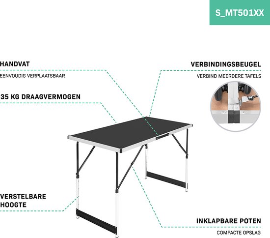 VONROC Multifunctionele Tafel - 100 x 60 cm - set van 2 van Merkloos — afbeelding 3