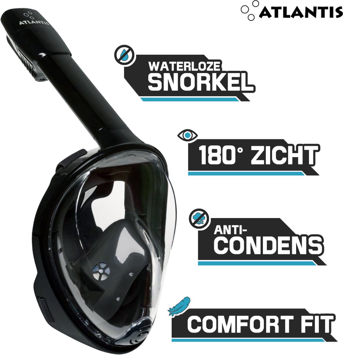 Atlantis volgelaats snorkelmasker L/XL zwart