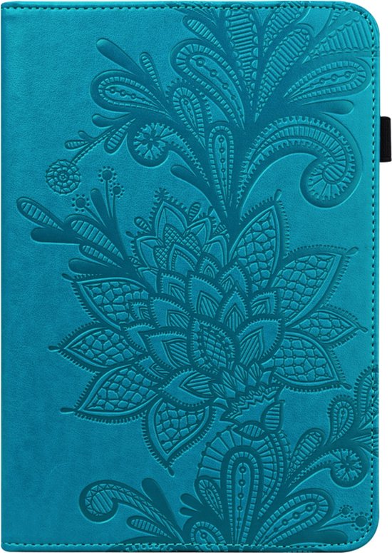 Étui de protection pour Samsung Galaxy Tab A9 Plus - 11 - Bloem en relief - Vert/ Blauw