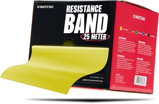 Matchu Sports Oefenband - Weerstandsband - Krachttraining - Resistance band - Geel - 25m