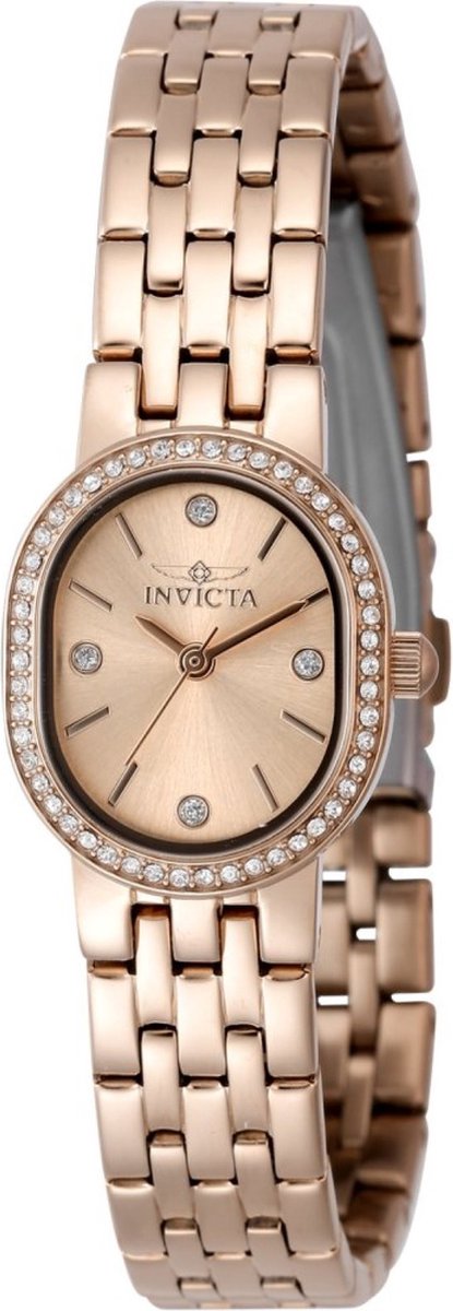 Invicta Angel 48137 Dames Horloge - Waterdicht - Analoog - Quartz Uurwerk - Roestvrij Staal met rosegouden Wijzerplaat - 20mm