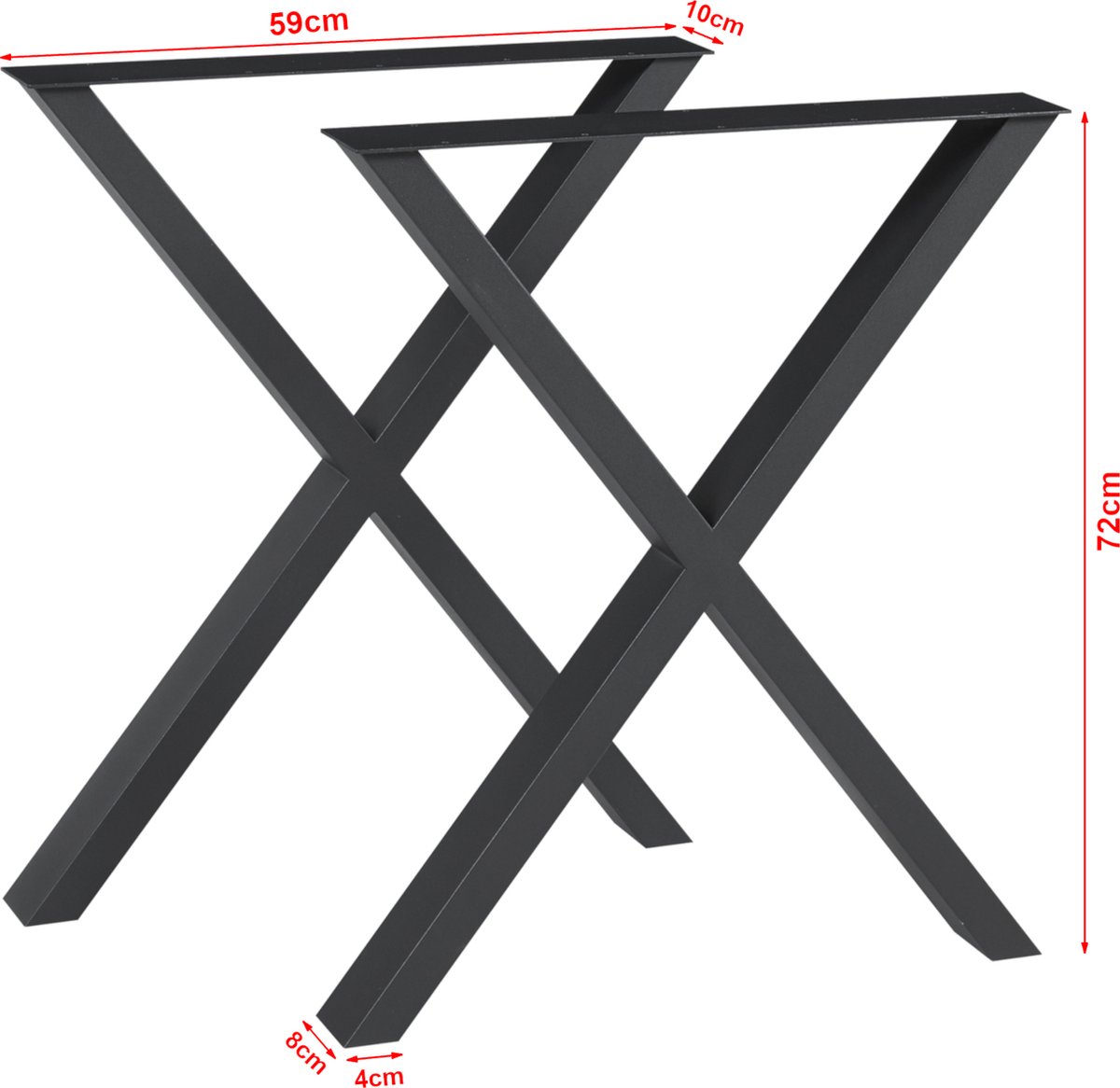 en.casa Stalen onderstel Greith set van 2 tafelpoot 72x59 cm zwart [en.casa]